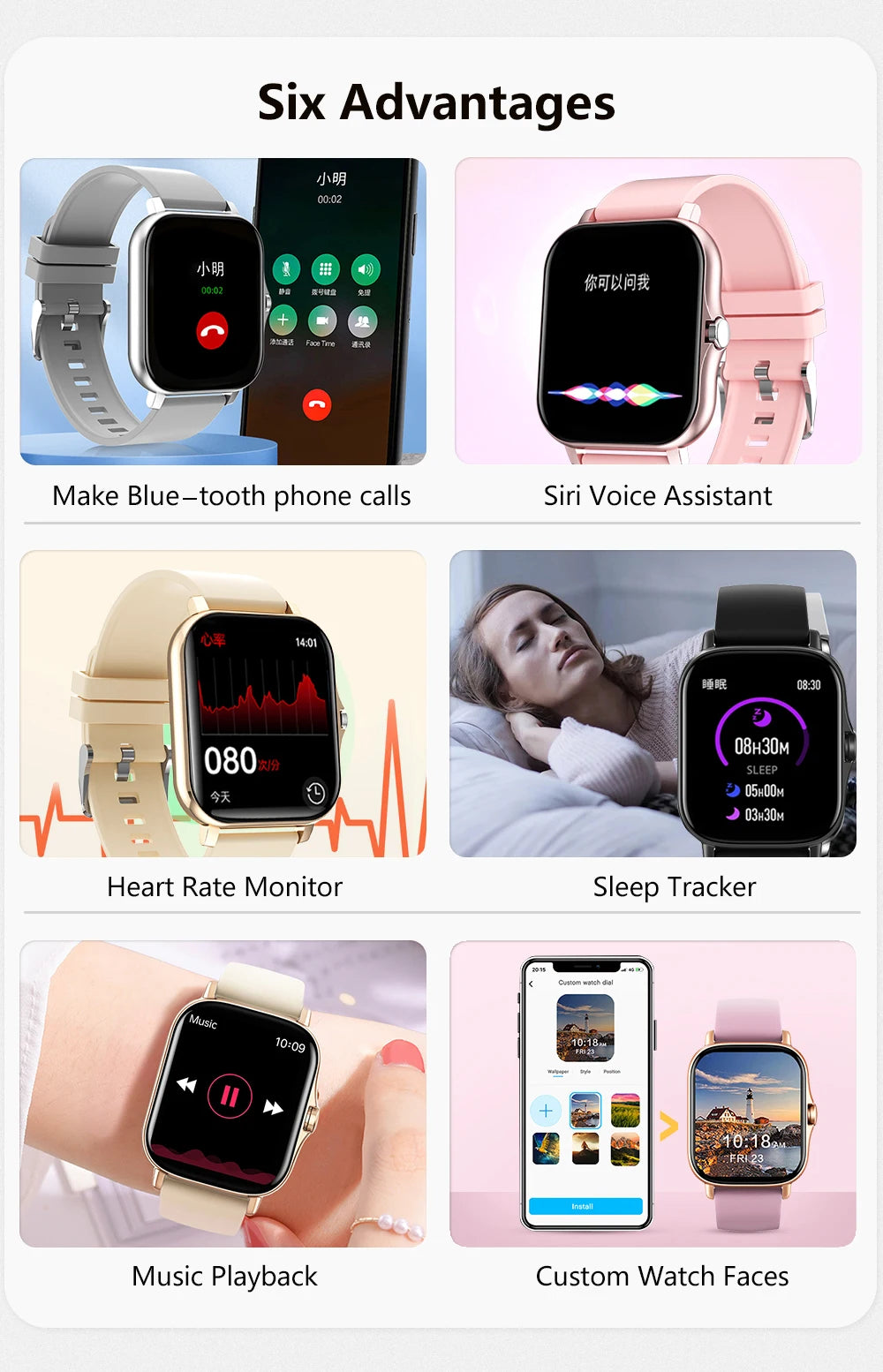 Smart Watch — Full Touch Screen with Call, Music Control & Notifications for iPhone & Android