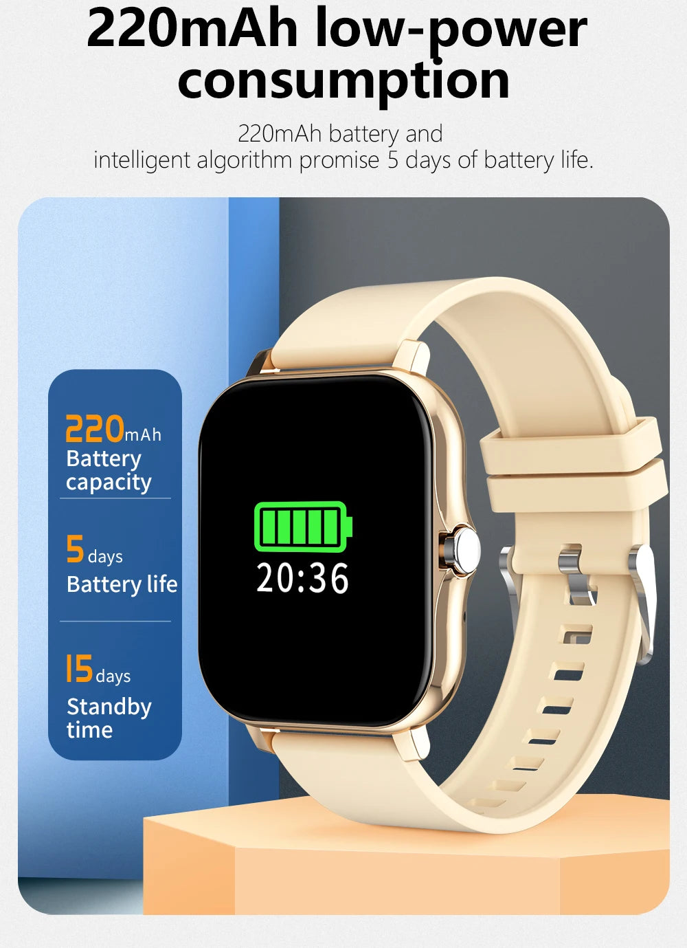 Smart Watch — Full Touch Screen with Call, Music Control & Notifications for iPhone & Android