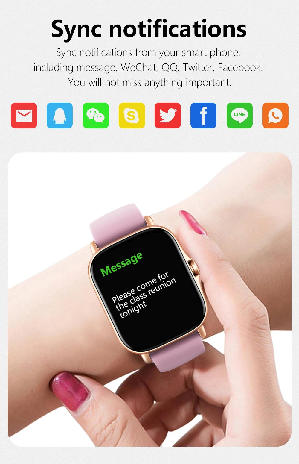 Smart Watch — Full Touch Screen with Call, Music Control & Notifications for iPhone & Android