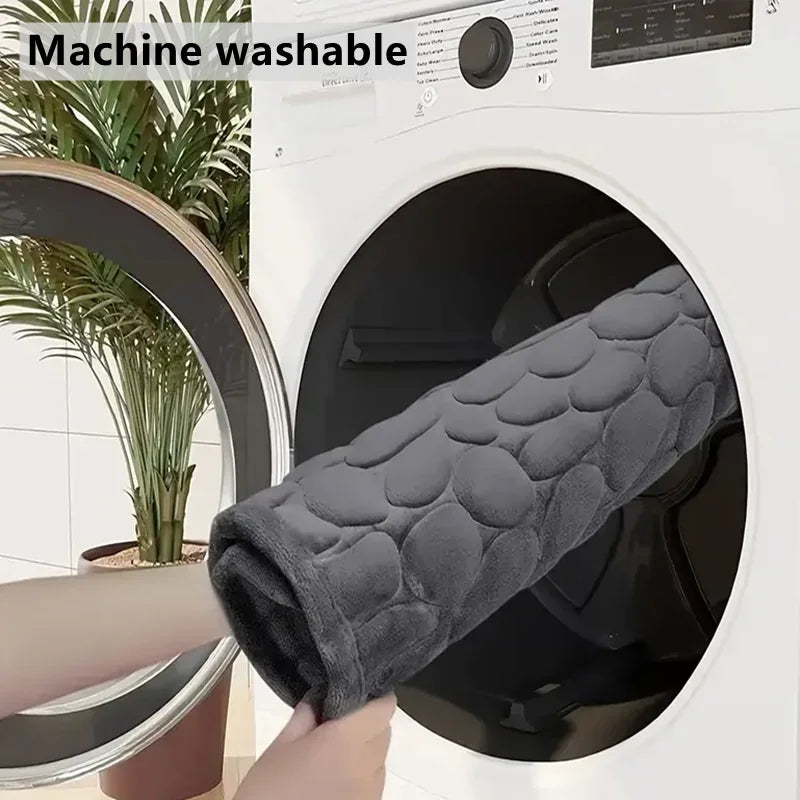 3D Non-Slip Bathroom Mat — Cobblestone Absorbent Quick-Dry Machine Washable Floor Mat