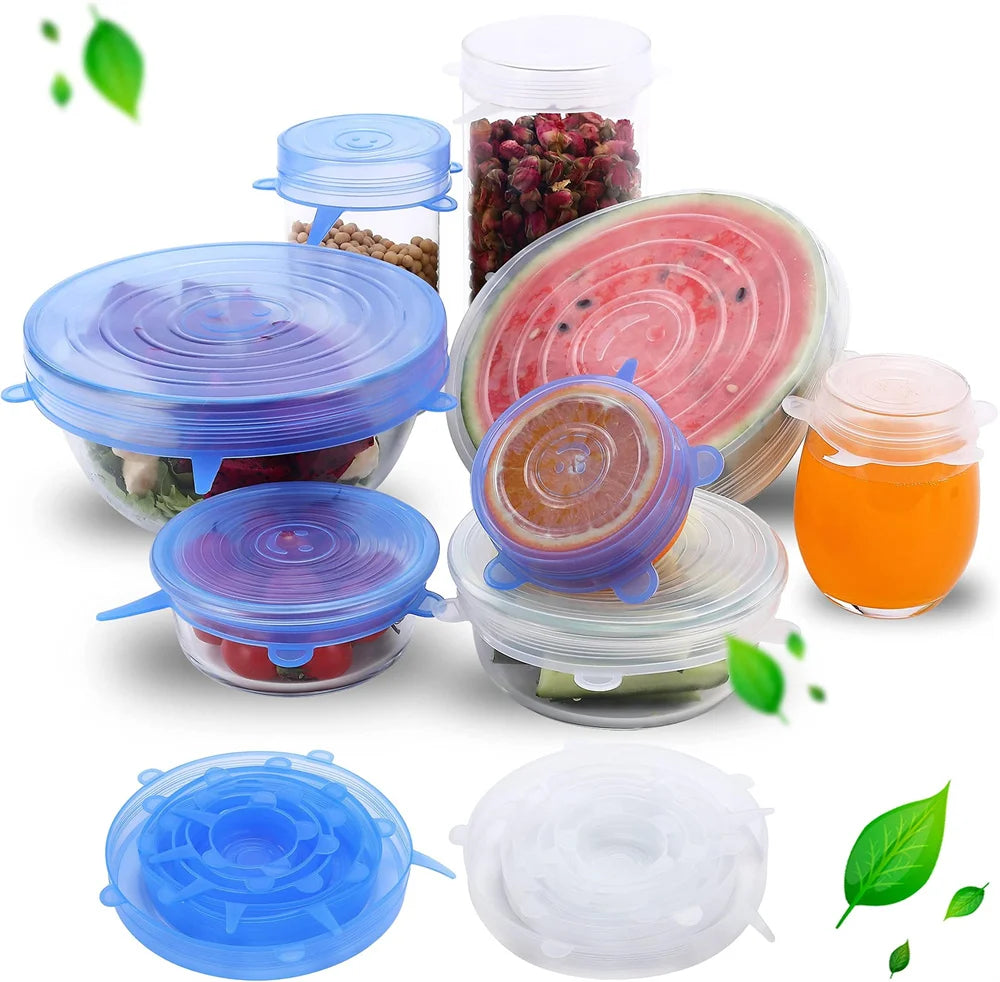 6PCS Silicone Food Cover Set — Reusable Airtight Stretch Lids for Kitchen & Food Storage