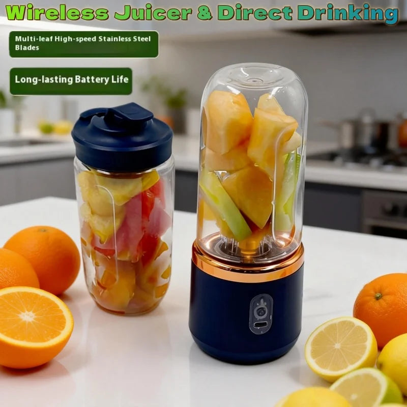 Double Cup Portable Blender — USB Juicer for Smoothies, Milkshakes & Juices