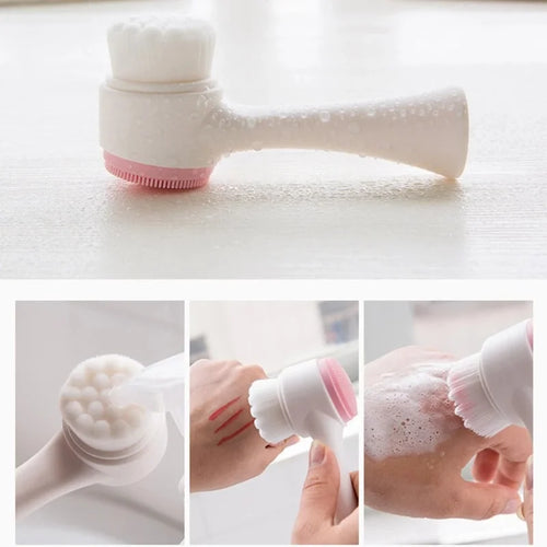 3D Double Sided Silicone Face Brush — Manual Cleansing & Exfoliator Massage Brush