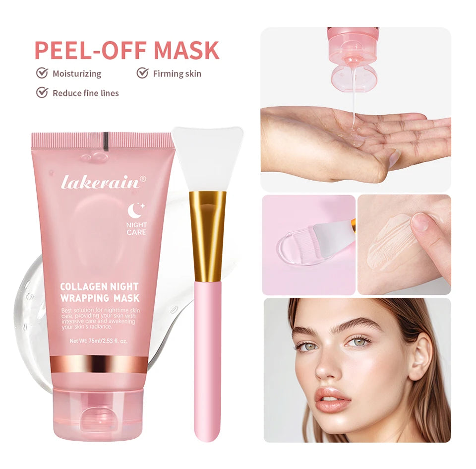 Korean Collagen Wrapping Face Mask & Brush Set — Rejuvenating Brightening & Moisturizing Skin Care