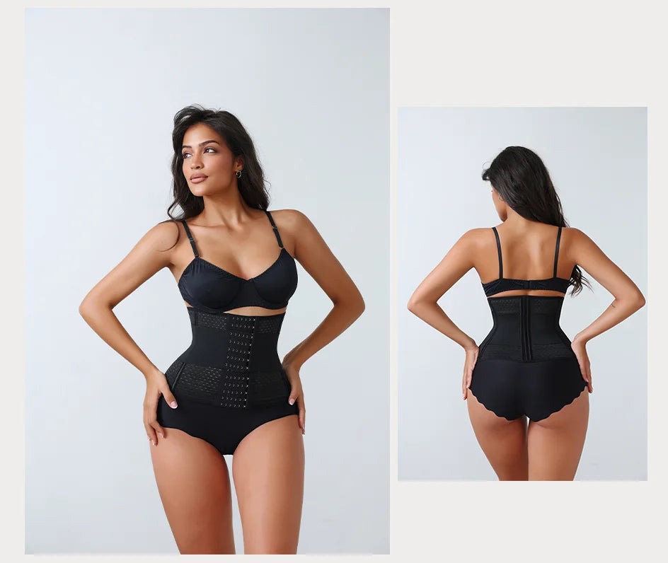 Adjustable Waist Trainer for Women — Double Belt Neoprene Corset with Zipper for Tummy Control & Back Support