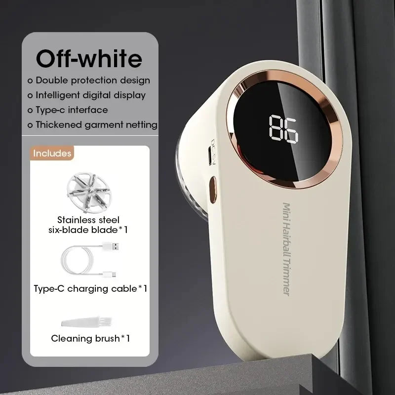 USB Rechargeable Electric Fabric Shaver with LED Digital Display - Lint & Fuzz Remover for Clothes, Sweaters & Upholstery