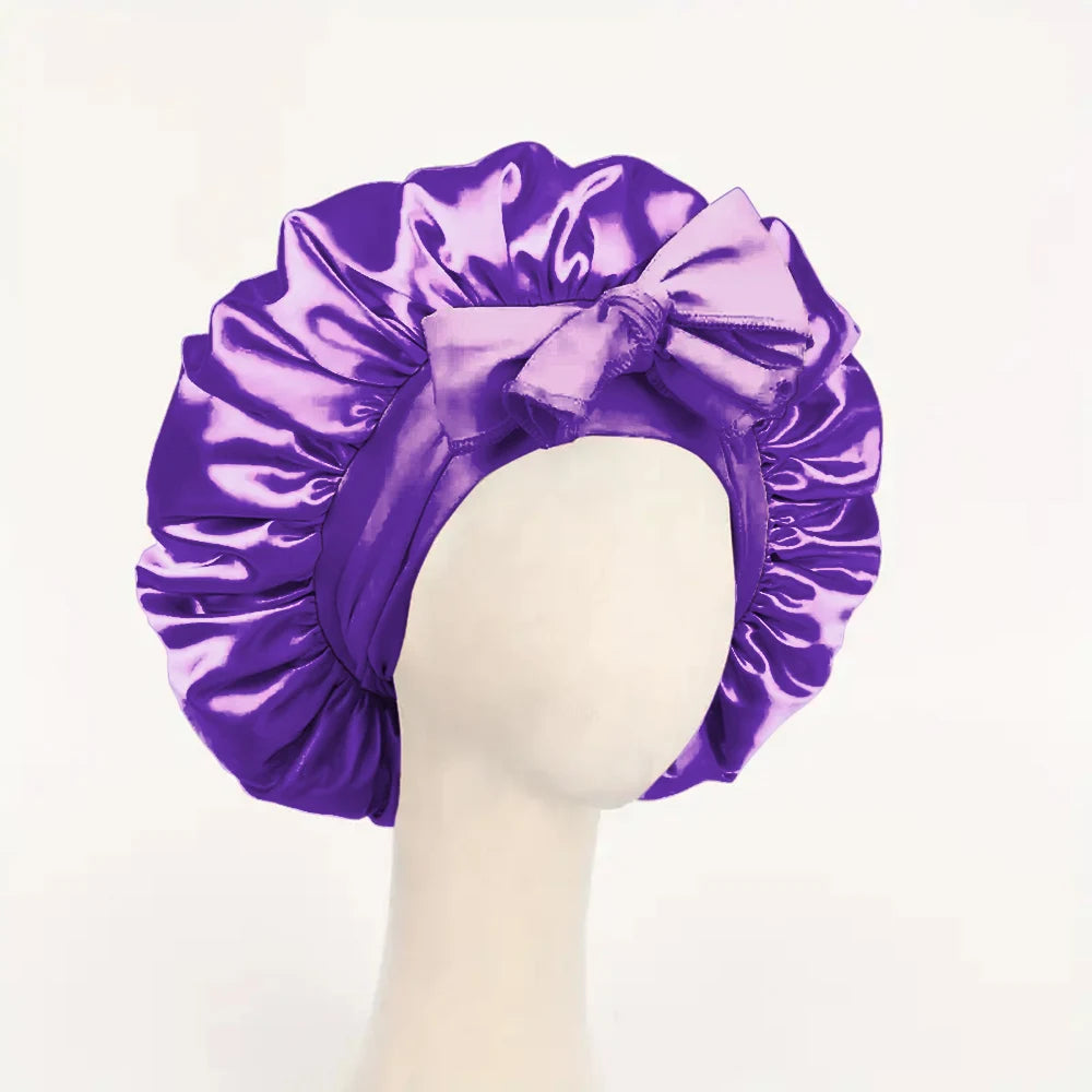 Satin Silk Sleeping Bonnet — Adjustable Hair Bonnet with Tie Band for Women & Men