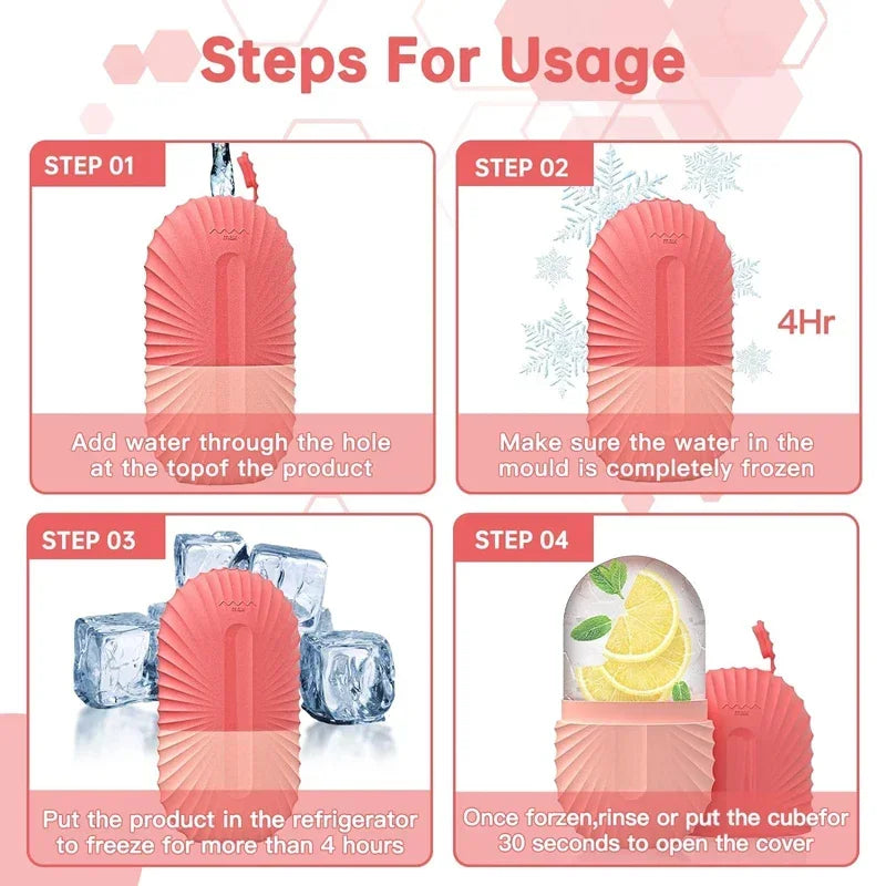 Ice Face Roller — Silicone Ice Cube Facial Massager for Eye Puffiness & Pore Shrinking