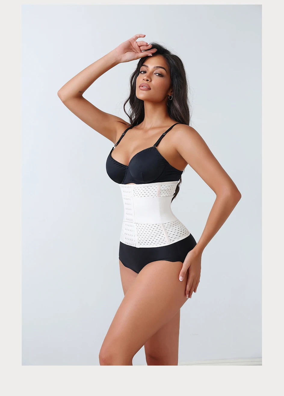 Adjustable Waist Trainer for Women — Double Belt Neoprene Corset with Zipper for Tummy Control & Back Support