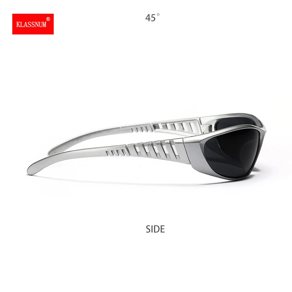 Y2K Silver Sunglasses — Trendy Hollowed Out Futuristic Style for Women & Men