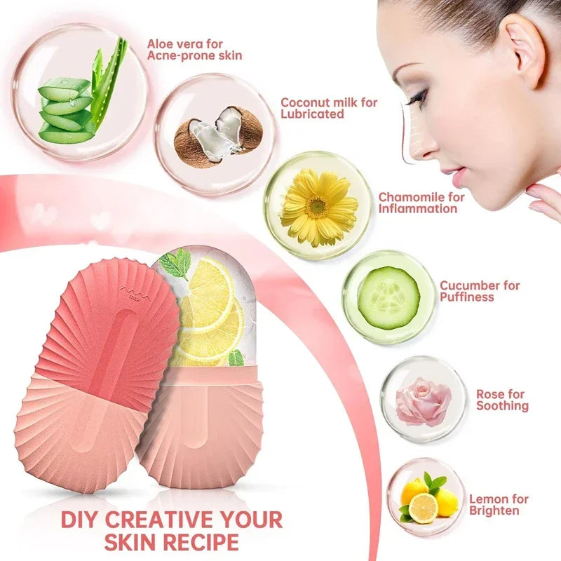 Ice Face Roller — Silicone Ice Cube Facial Massager for Eye Puffiness & Pore Shrinking