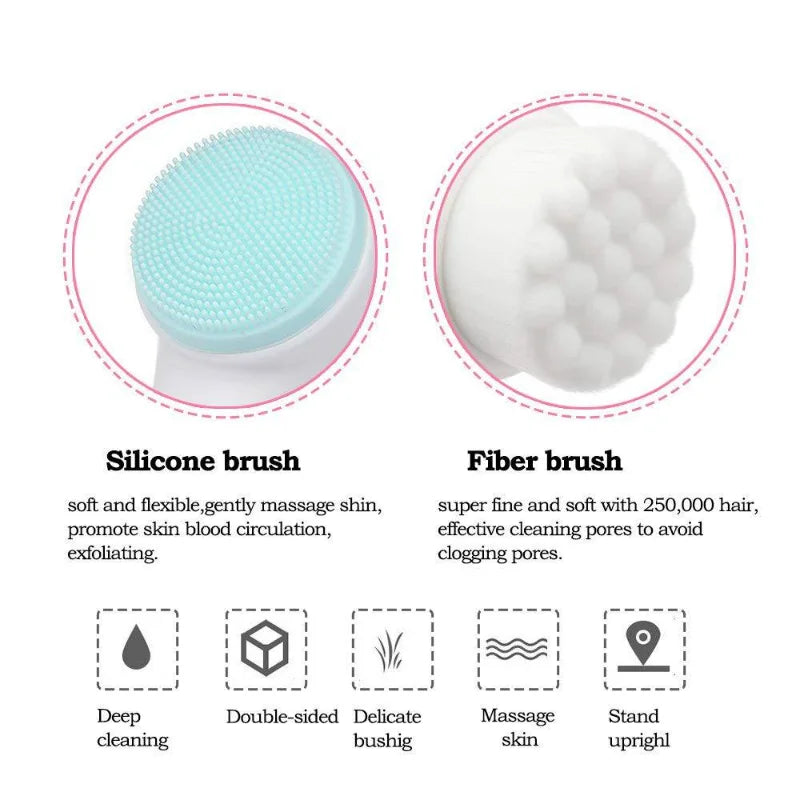 3D Double Sided Silicone Face Brush — Manual Cleansing & Exfoliator Massage Brush
