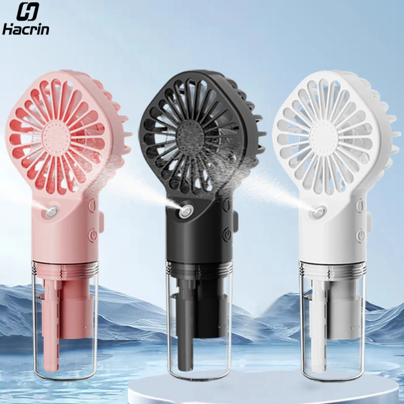 Portable Misting Fan — USB Rechargeable Handheld Humidifier Fan for Home & Outdoor