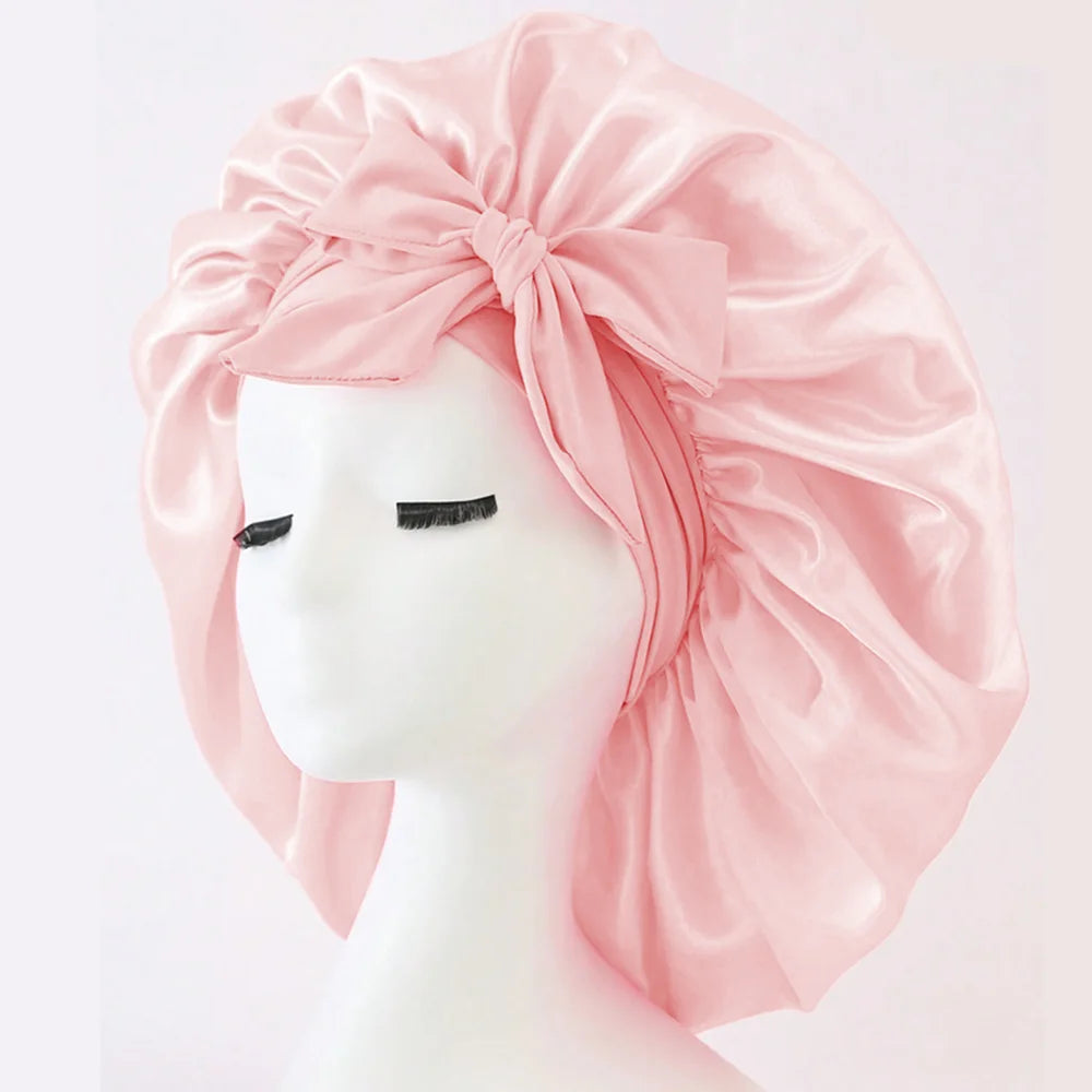 Satin Silk Sleeping Bonnet — Adjustable Hair Bonnet with Tie Band for Women & Men