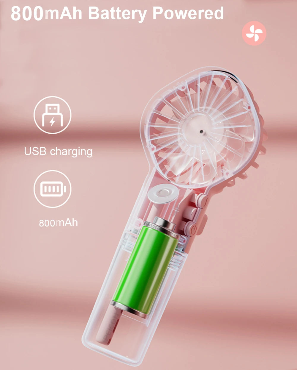 Portable Misting Fan — USB Rechargeable Handheld Humidifier Fan for Home & Outdoor