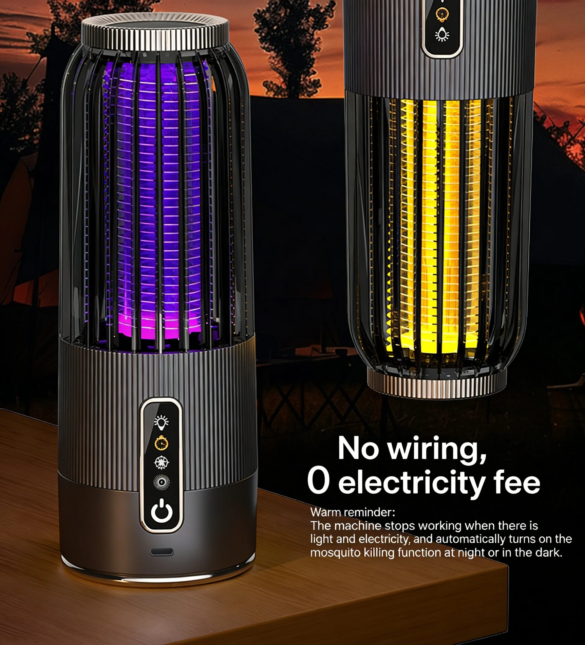 Solar Mosquito Killer Lamp — USB Rechargeable Outdoor & Indoor Insect Trap for Home & Camping