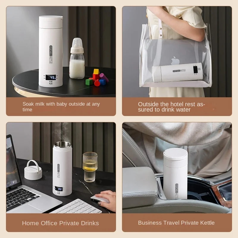 Portable Electric Travel Kettle – Fast Boiling 304 Stainless Steel Water & Baby Milk Warmer
