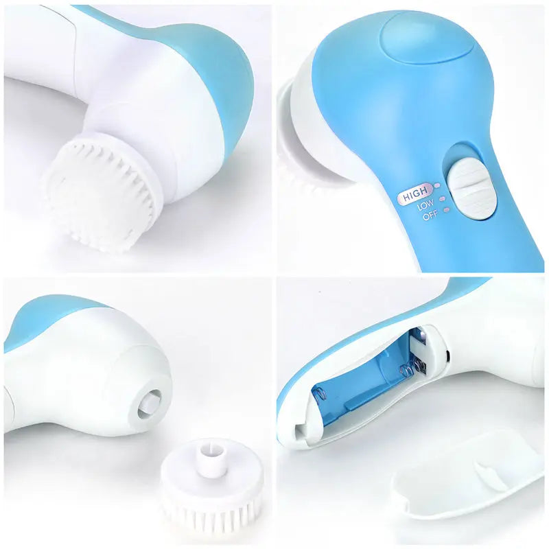 Electric Face Cleansing Brush 5-in-1 — Facial Cleanser Massager & Blackhead Remover for Skin Care
