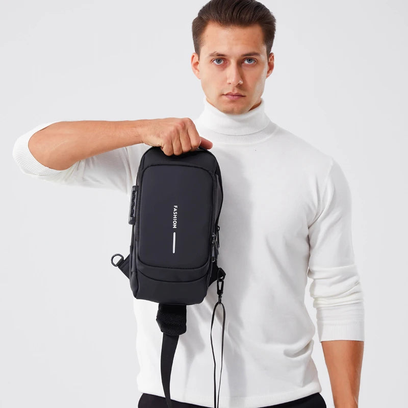 Men's PU Leather Crossbody Bag — Anti-Theft Shoulder & Chest Bag Multifunctional for Travel