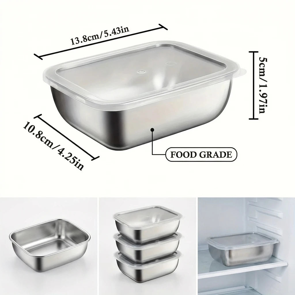 5PCS Stainless Steel Meal Prep Containers — Stackable Food Storage for Kitchen, Fridge & Travel