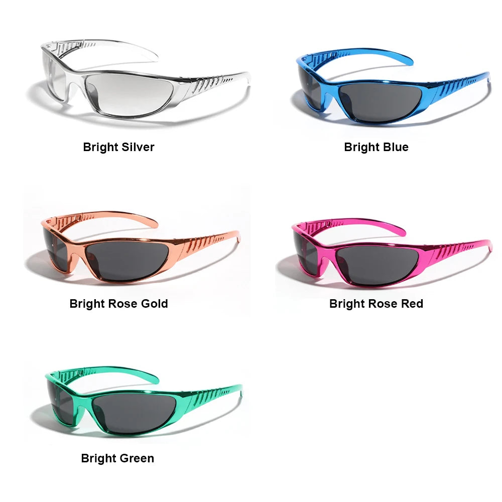 Y2K Silver Sunglasses — Trendy Hollowed Out Futuristic Style for Women & Men
