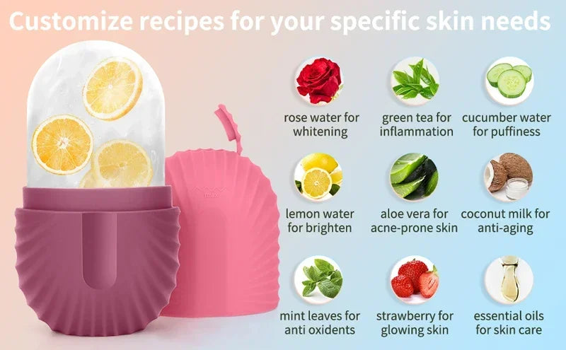 Ice Face Roller — Silicone Ice Cube Facial Massager for Eye Puffiness & Pore Shrinking