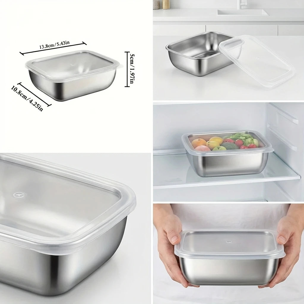 5PCS Stainless Steel Meal Prep Containers — Stackable Food Storage for Kitchen, Fridge & Travel