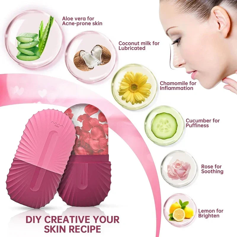 Ice Face Roller — Silicone Ice Cube Facial Massager for Eye Puffiness & Pore Shrinking