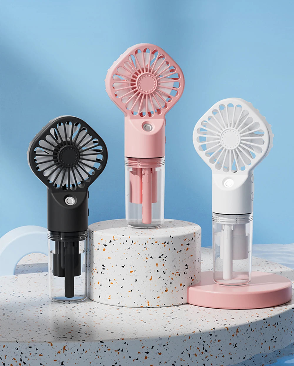 Portable Misting Fan — USB Rechargeable Handheld Humidifier Fan for Home & Outdoor