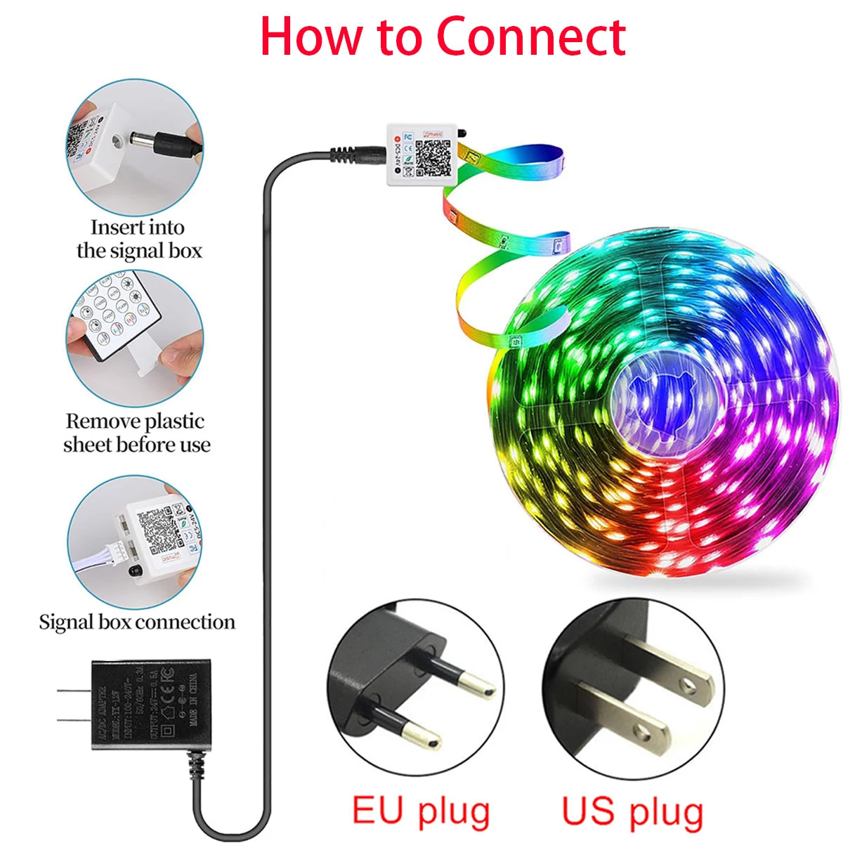 Smart LED Light Strips — RGB Music Sync Color Changing for Room & TV