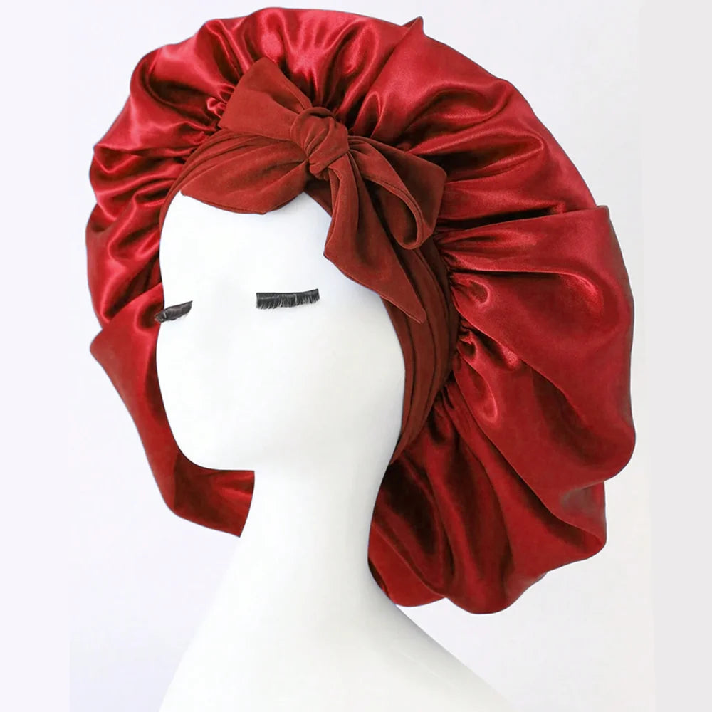 Satin Silk Sleeping Bonnet — Adjustable Hair Bonnet with Tie Band for Women & Men