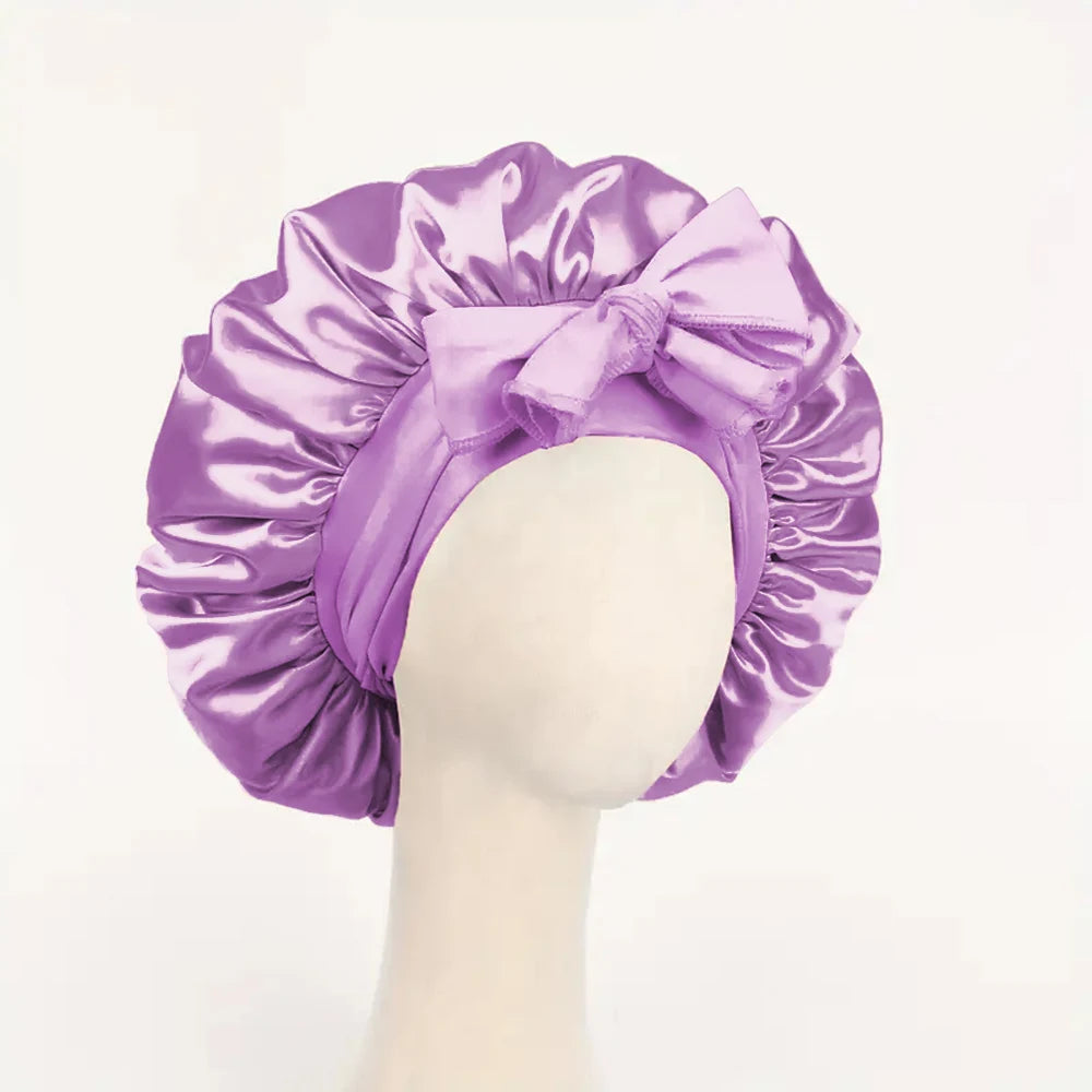 Satin Silk Sleeping Bonnet — Adjustable Hair Bonnet with Tie Band for Women & Men