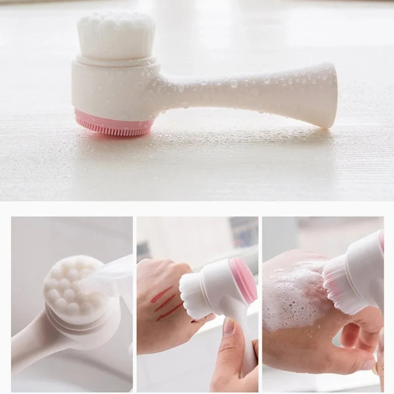 3D Double Sided Silicone Face Brush — Manual Cleansing & Exfoliator Massage Brush