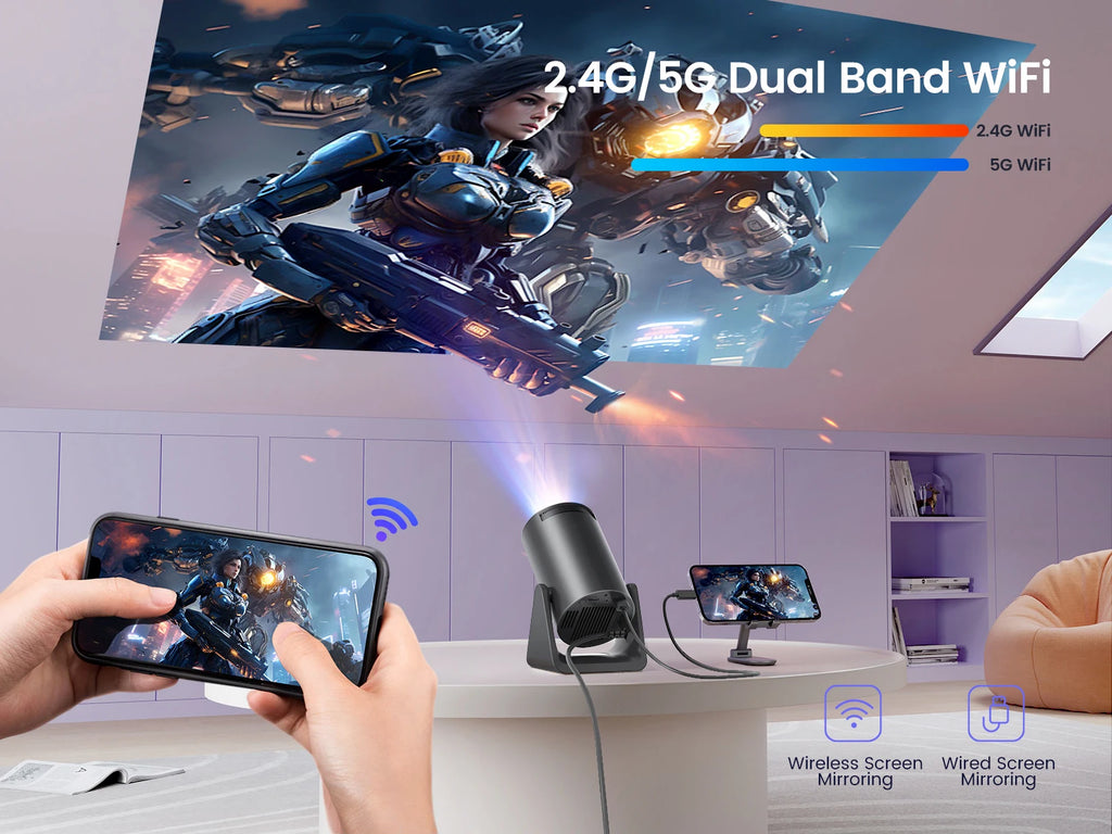Wimius L1 Mini Projector — 1080P 300 ANSI Android 11 WiFi Bluetooth with Auto Keystone
