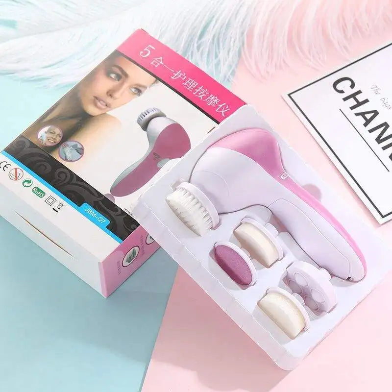 Electric Face Cleansing Brush 5-in-1 — Facial Cleanser Massager & Blackhead Remover for Skin Care