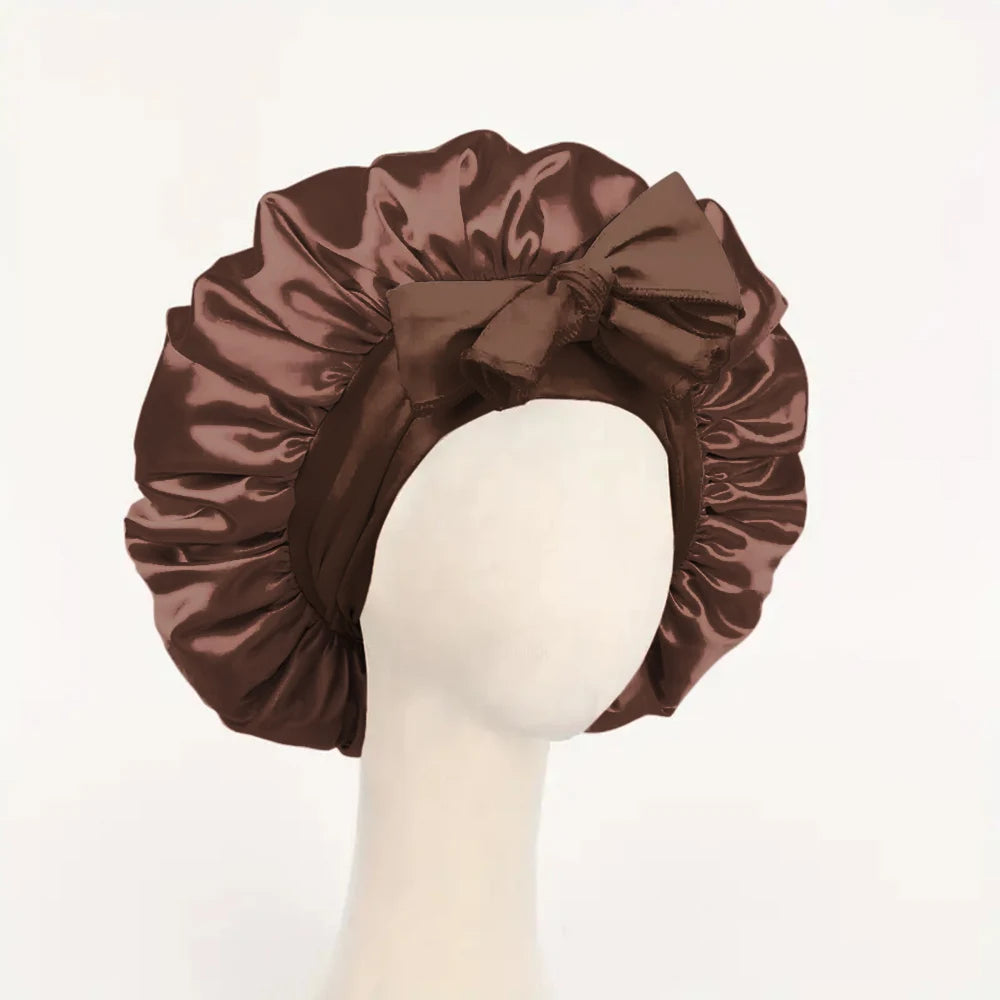 Satin Silk Sleeping Bonnet — Adjustable Hair Bonnet with Tie Band for Women & Men