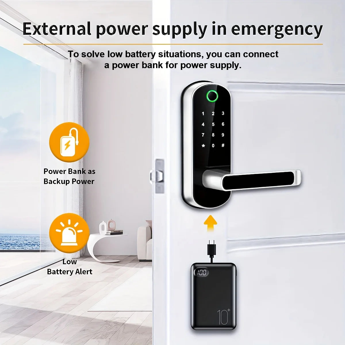 Smart Fingerprint Door Lock — WiFi App Remote Control Keyless Touchscreen with NFC & IC Cards