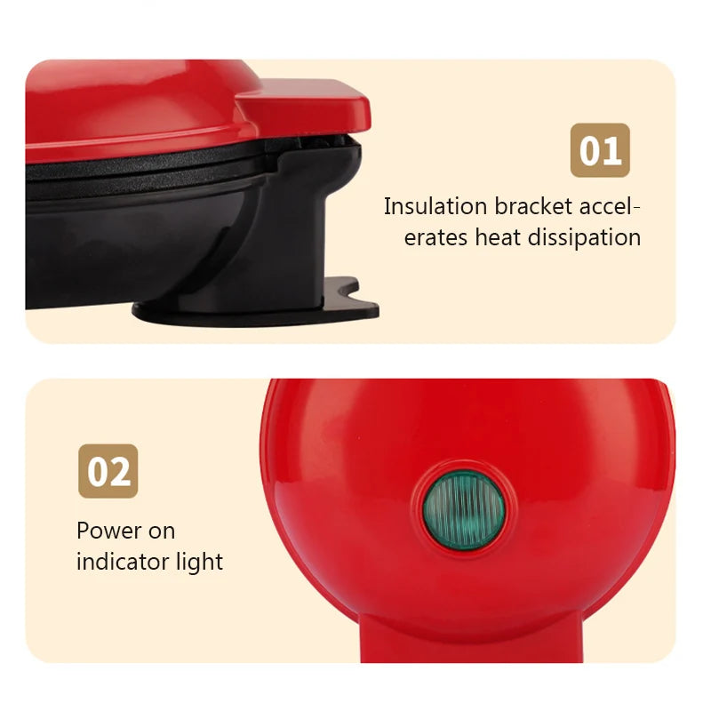 Electric Mini Waffle Maker — Double-Sided Heating Breakfast Machine for Home & Kitchen