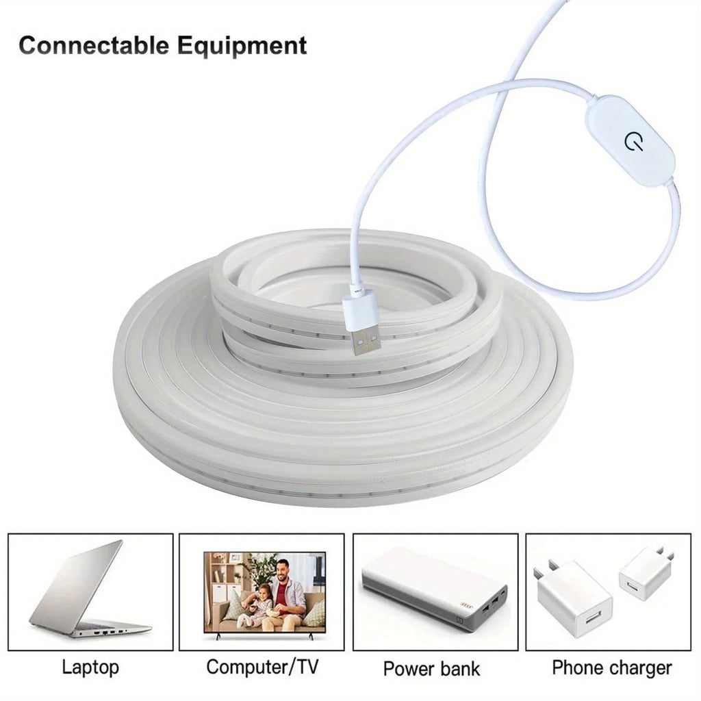 Smart Neon LED Light Strip — Dimmable Touch Sensor Flexible Waterproof Rope Light for Room Decor