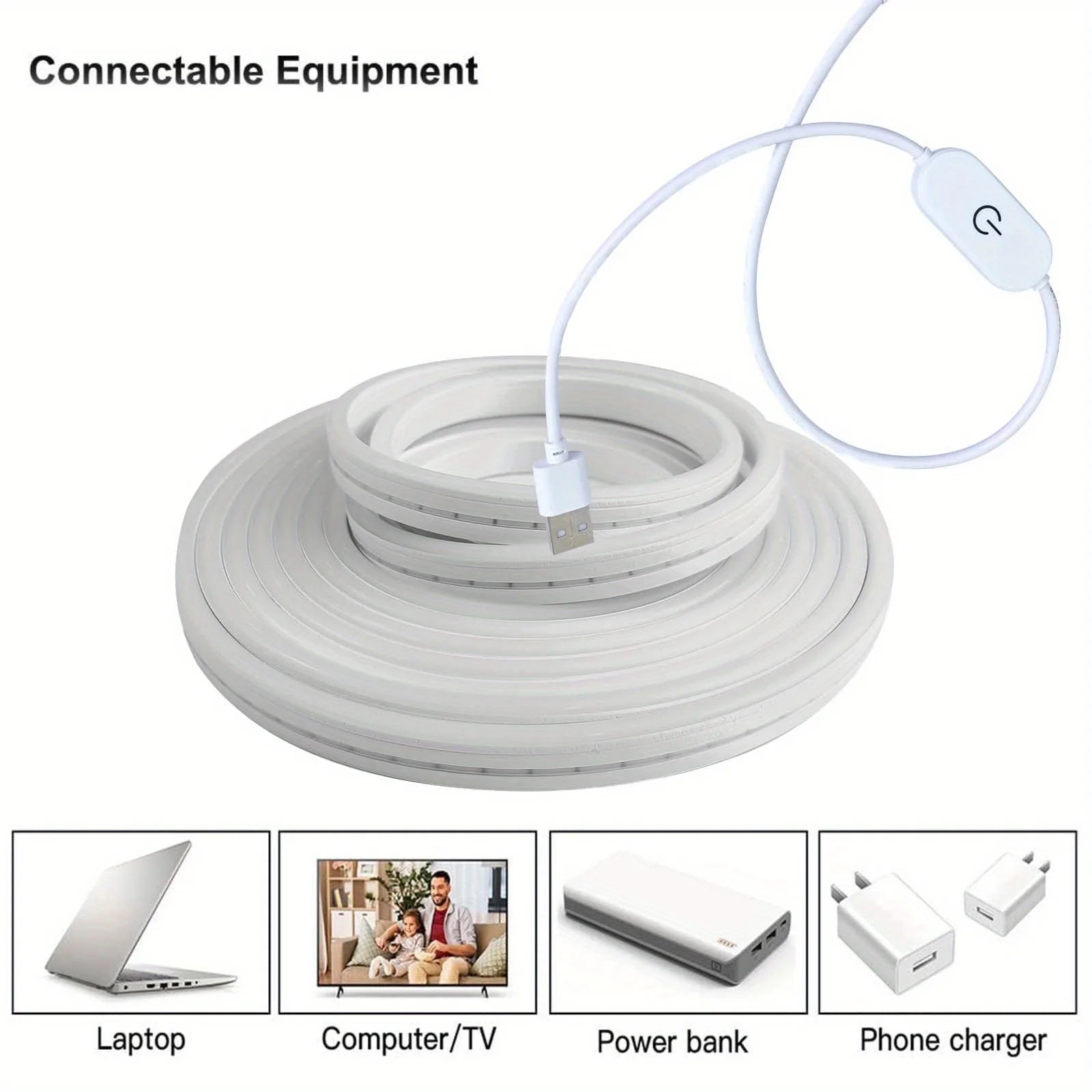 Smart Neon LED Light Strip — Dimmable Touch Sensor Flexible Waterproof Rope Light for Room Decor