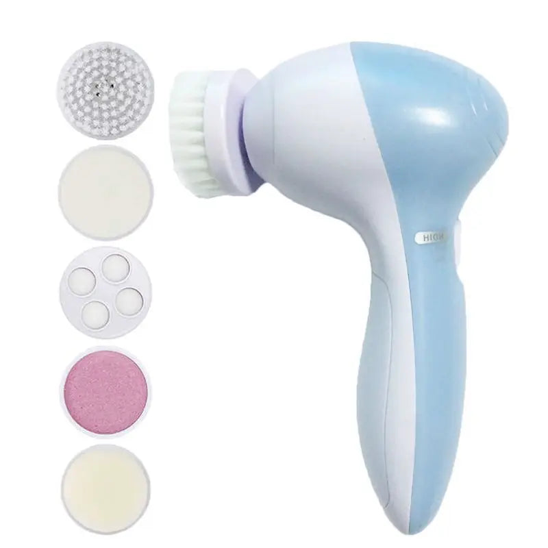 Electric Face Cleansing Brush 5-in-1 — Facial Cleanser Massager & Blackhead Remover for Skin Care