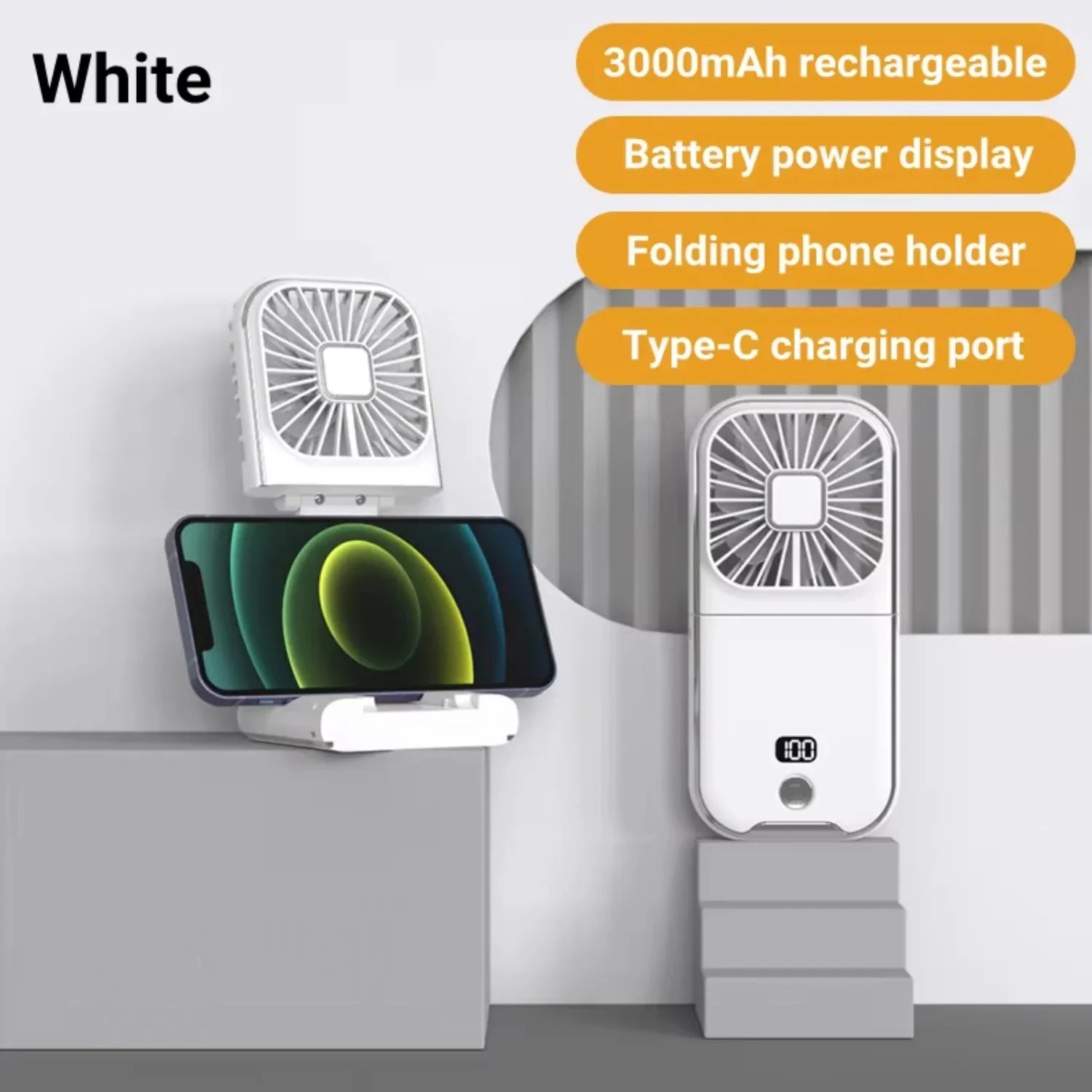 3-in-1 Portable Neck Fan & Power Bank — Foldable USB Rechargeable Desktop Fan for Home, Office & Outdoor