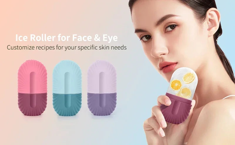 Ice Face Roller — Silicone Ice Cube Facial Massager for Eye Puffiness & Pore Shrinking