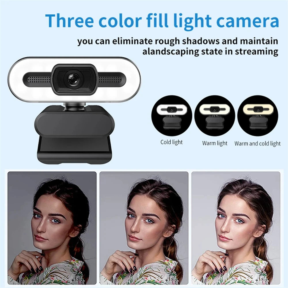 Portable 4K HD Webcam — Auto Focus with Microphone & Light for Live Streaming & Video Calls