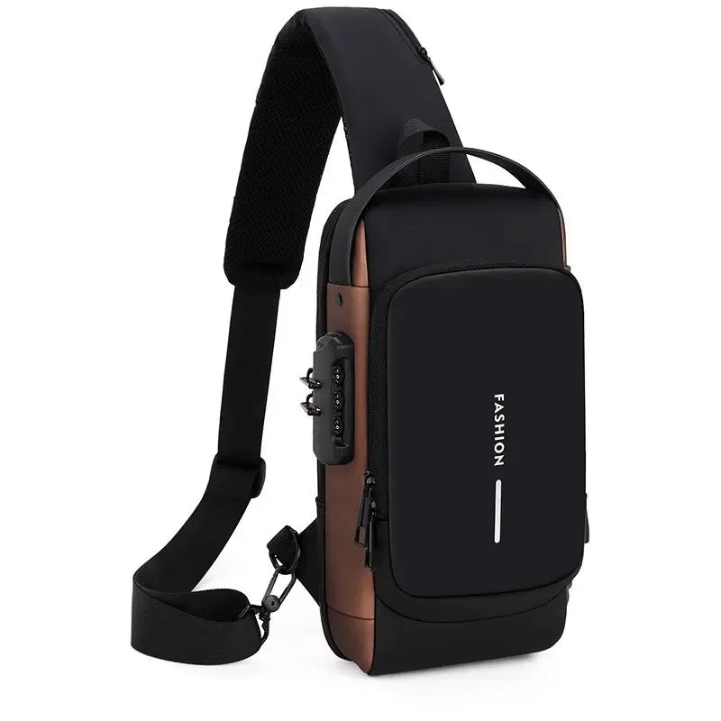 Men's PU Leather Crossbody Bag — Anti-Theft Shoulder & Chest Bag Multifunctional for Travel
