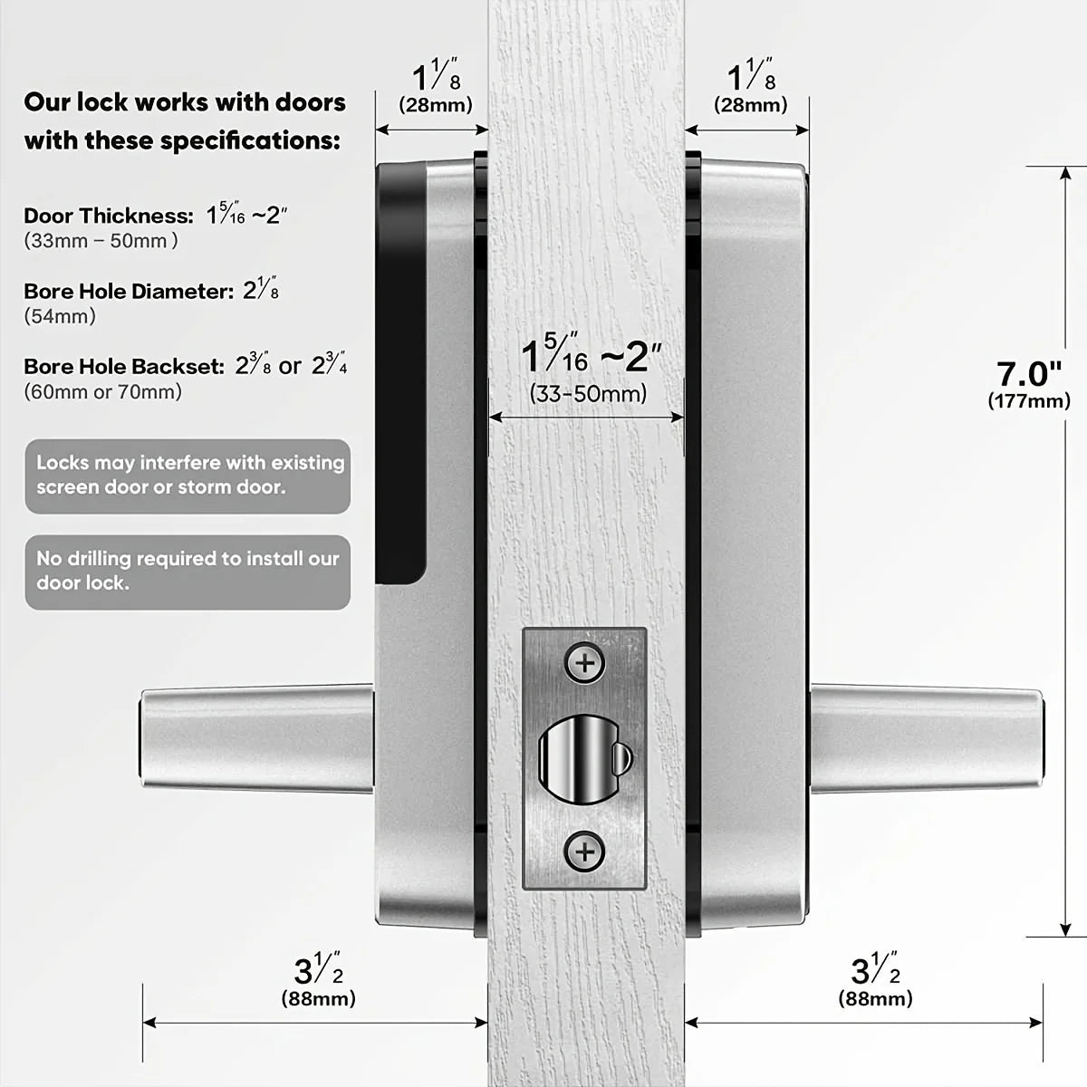 Smart Fingerprint Door Lock — WiFi App Remote Control Keyless Touchscreen with NFC & IC Cards
