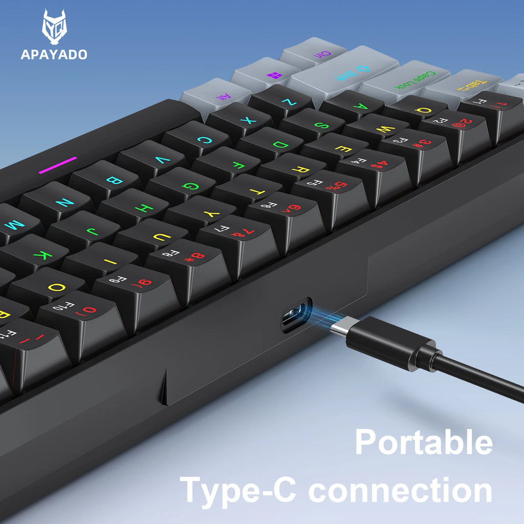 APAYADO K61 Mini Mechanical Keyboard — 61 Keys RGB Wired Gaming Keyboard 60% Portable