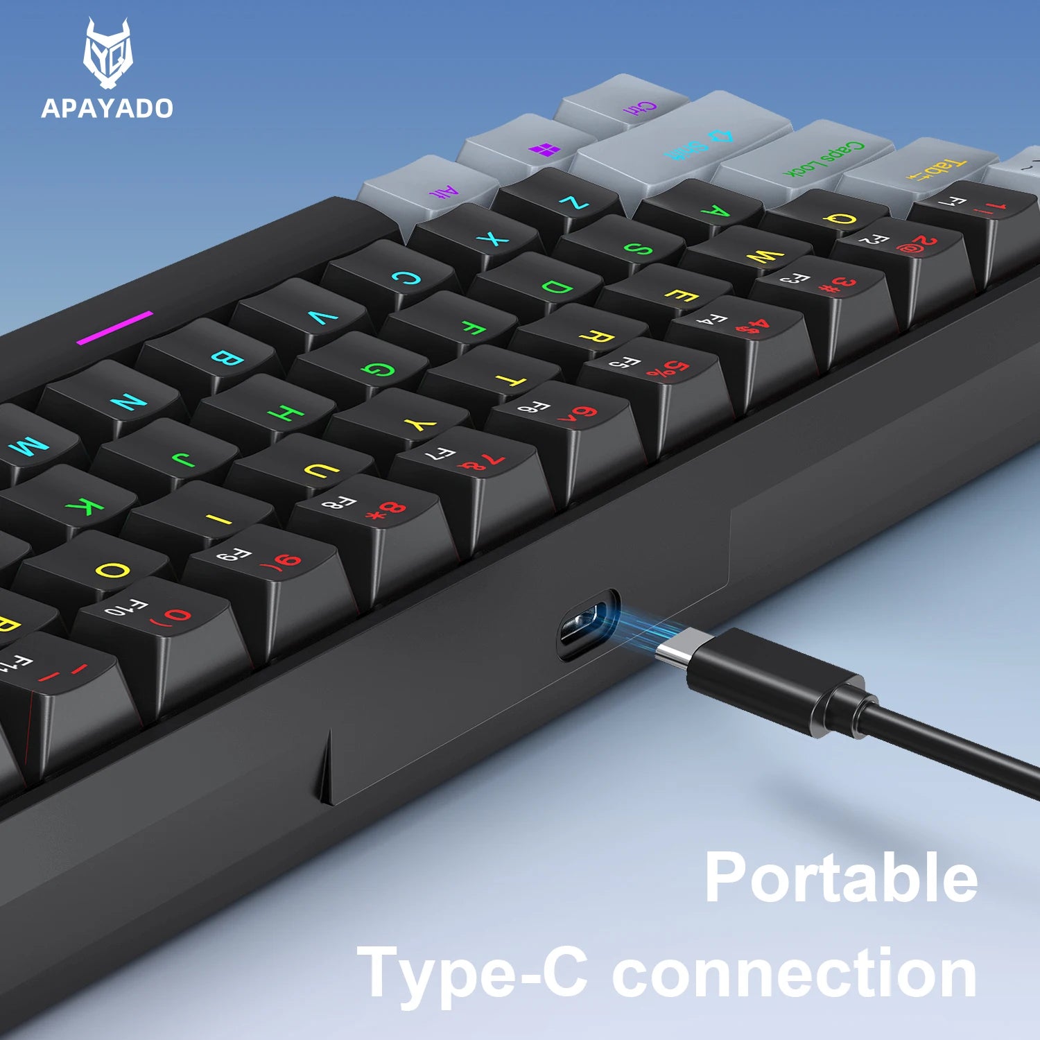 APAYADO K61 Mini Mechanical Keyboard — 61 Keys RGB Wired Gaming Keyboard 60% Portable