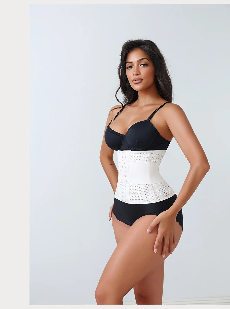 Adjustable Waist Trainer for Women — Double Belt Neoprene Corset with Zipper for Tummy Control & Back Support