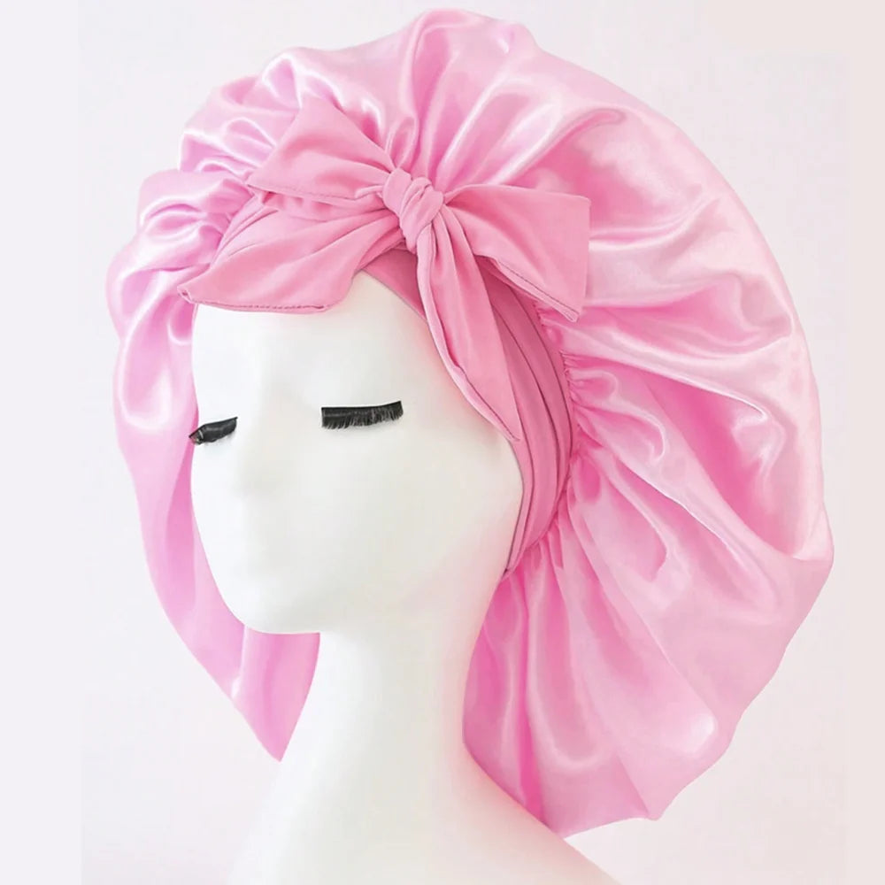 Satin Silk Sleeping Bonnet — Adjustable Hair Bonnet with Tie Band for Women & Men